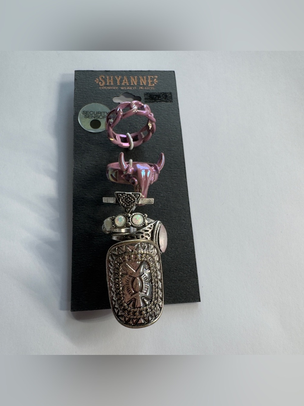 Size 7 Shyanne Pink and Silver Western Stackable Ring Set